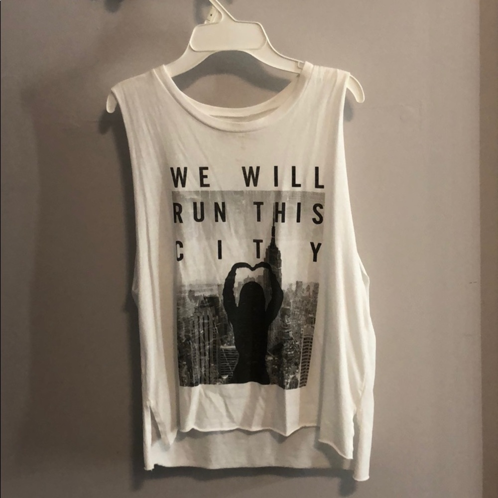 COPY - Abercrombie & Fitch White tank with saying